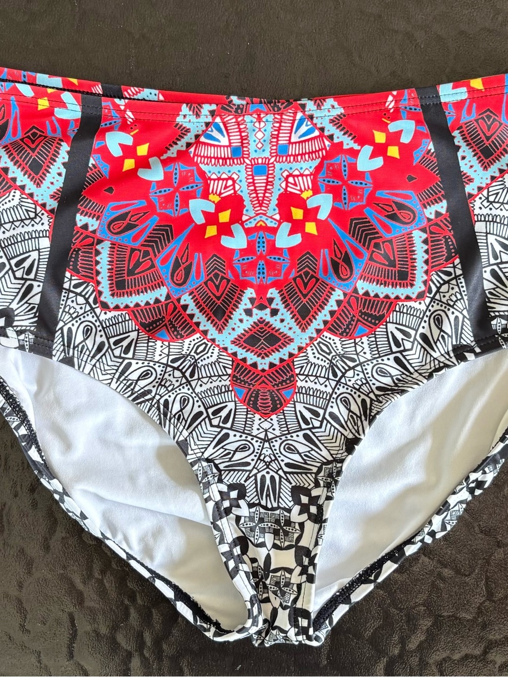 Swimsuits For All Red, Black & White High-Waist Bikini Bottom